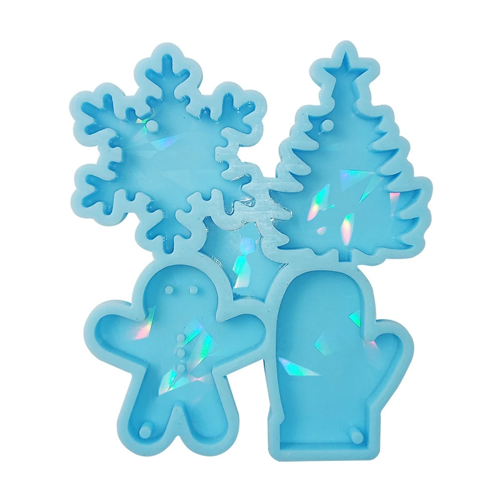 

Holographic Silicone Christmas Snowflower Tree Shaped Making Molds for DIY Handmade Uv Epoxy Earrings Pendants Keychain