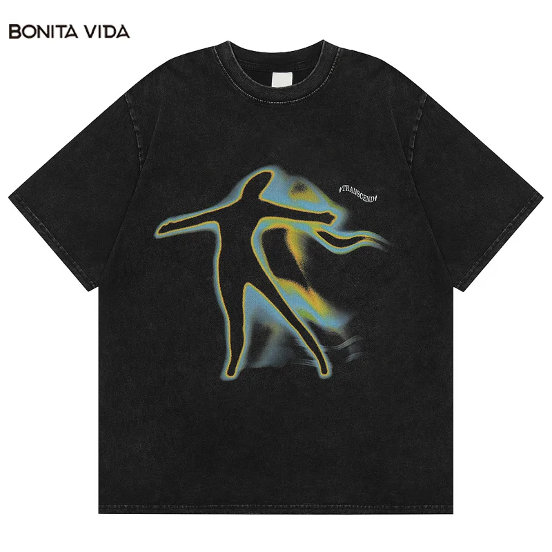 

T Shirt Streetwear Men Oversize Hip Hop T-Shirt Shadow Graphic Print Harajuku Tshirt Summer Short Sleeve Cotton Loose Tops Tees