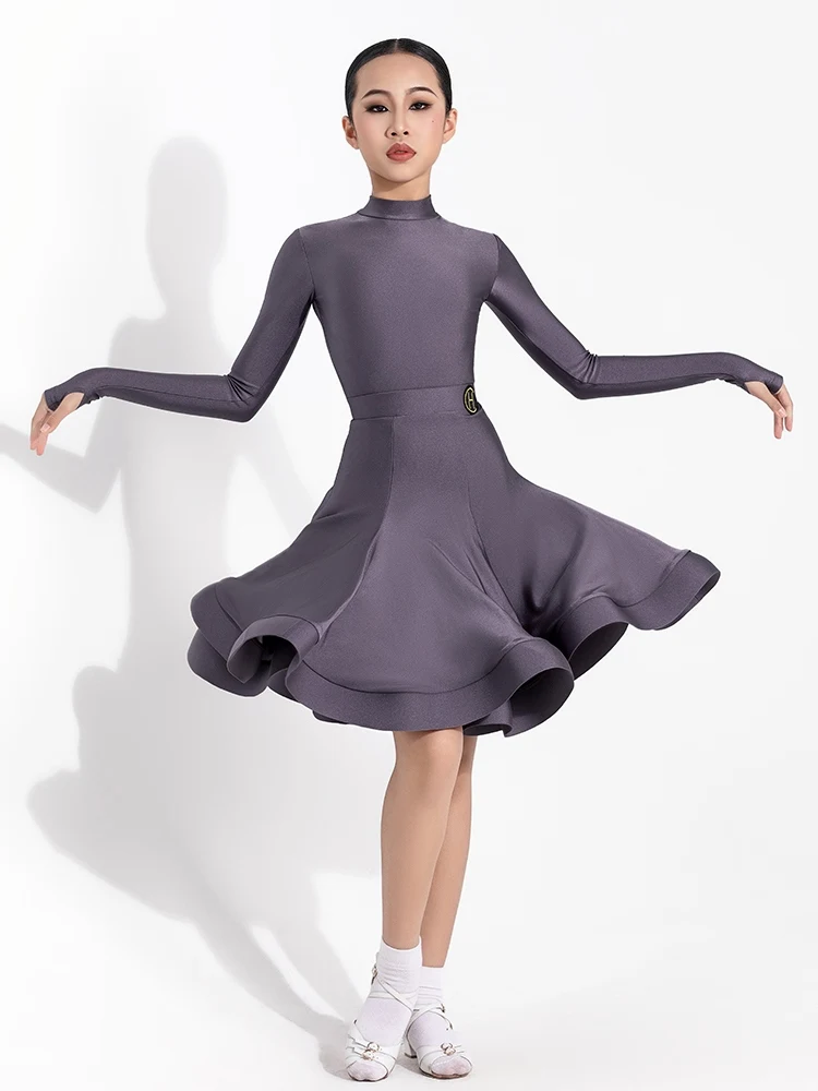 2024 новые костюмы для латинских танцев девочек юбки с длинными рукавами и