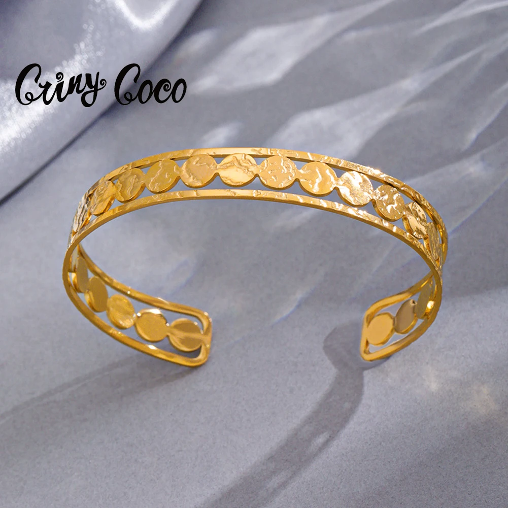 

2022 New Designer Cuff Bracelets Stainless Steel Trendy Simple Round Bracelet Party Bangles for Women Girlfriends Waterproof