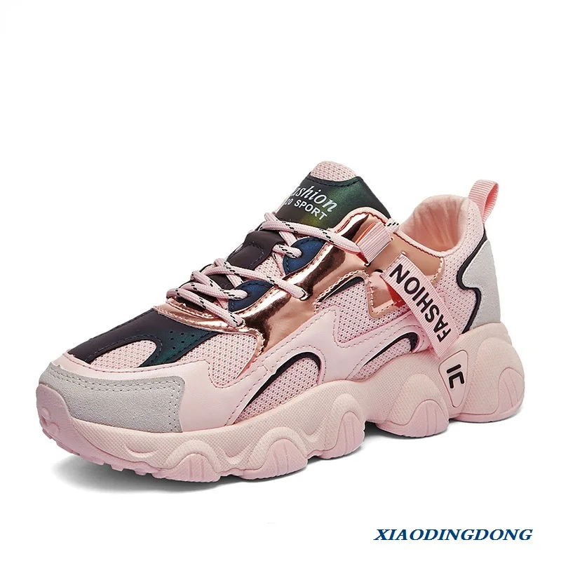 

New Chunky Sneakers Women Female Fashion Sneakers Lace-up Basket Femme Dad Platform Breathable Mesh Sneakers for Women