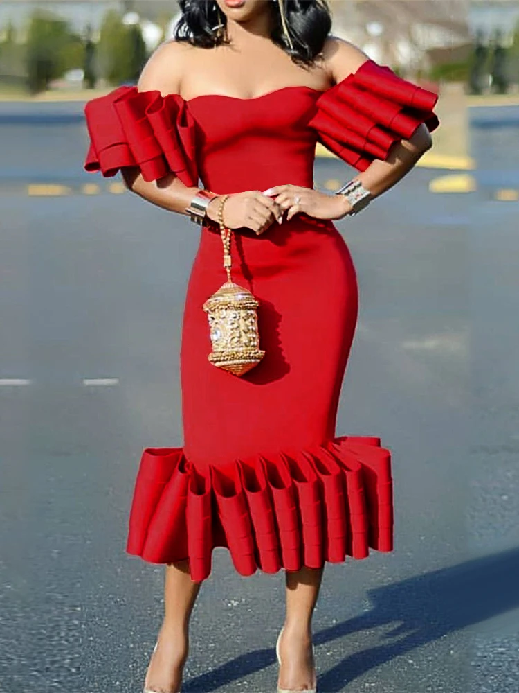 

Africa Women Event Dresses Sexy Tube Top Pleated Bell Bodycon Large Size Stunning Ruched Dress Party Birthday Celebrity Clothes