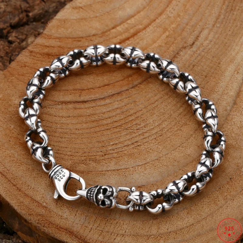 BOCAI S925 браслеты из стерлингового серебра для мужчин новая мода властная цепочка с