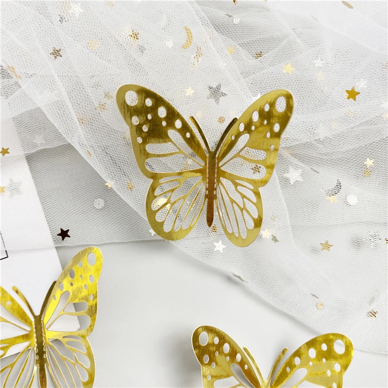 12 шт./компл. полые 3D наклейки на стену в виде бабочки для свадебного украшения