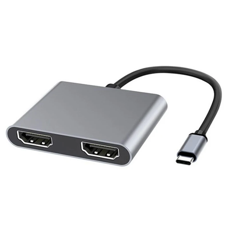 

Адаптер с Type c на два HDMI-совместимый адаптер 2 в 1 Тип C HDMI-совместимый 4K два монитора зеркало с расширением дисплея для