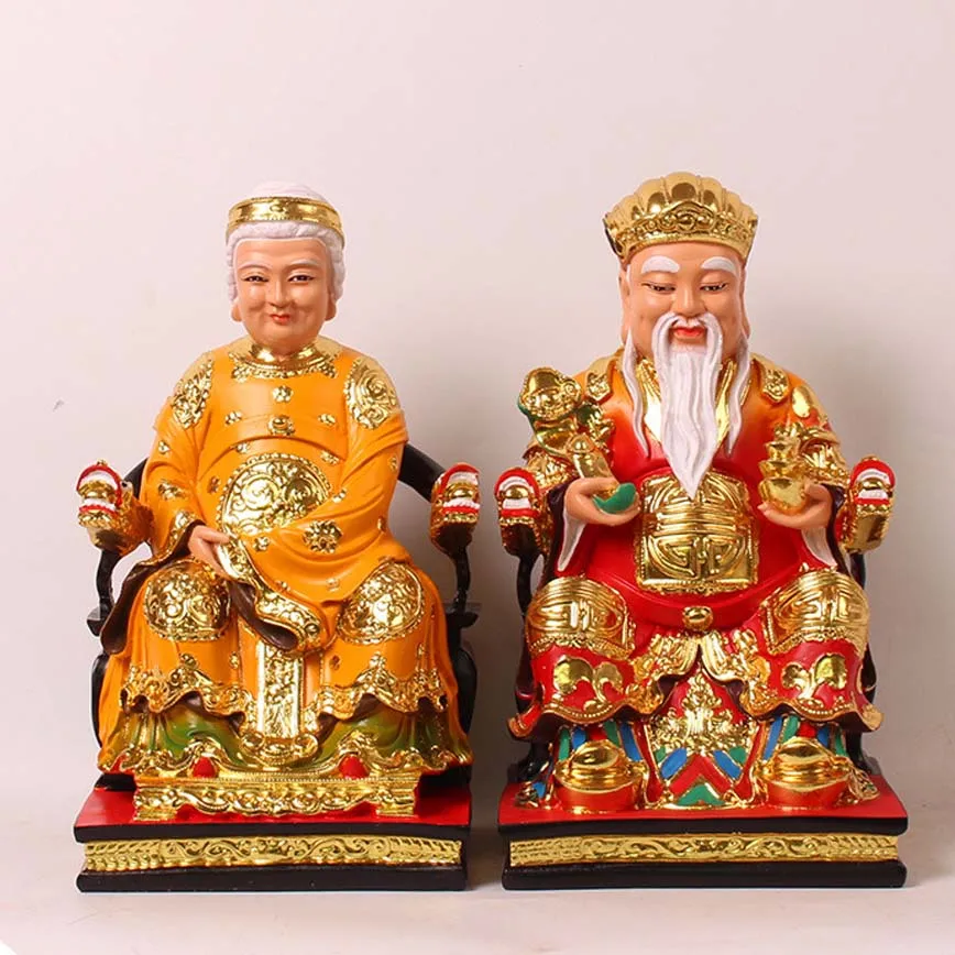 

Wholesale Buddha God statue A Pair 2P Asia HOME SHOP Altar TU DI GONG PO God of wealth Recruit wealth Good luck Mammon statue