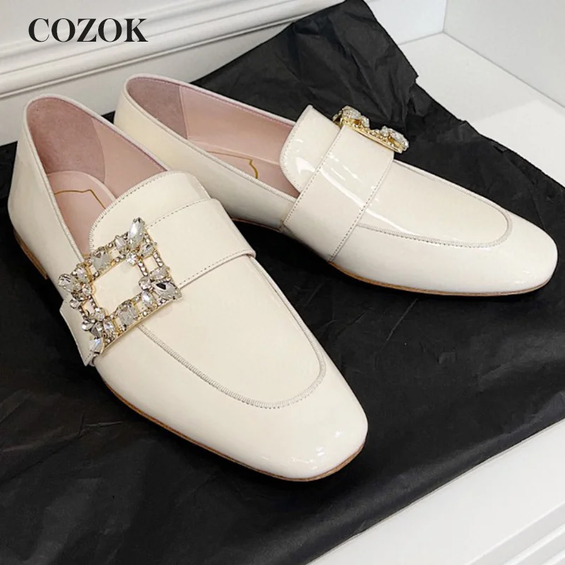 

Early Autumn High Quality Luxurious Rhinestone Women's Lefu Shoes Genuine Leather Versatile Temperament Fashion Single Shoes