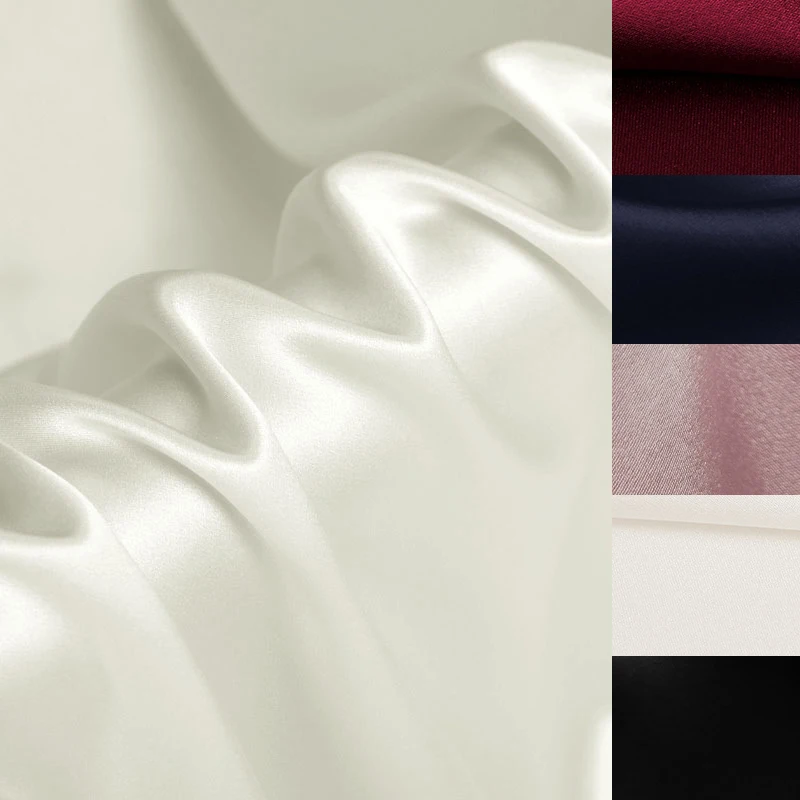 

138 см ширина 19 мм Черный Белый Красный Удобная Шелковая креп-атласная простая ткань для весны и лета платье куртка одежда брюки F065