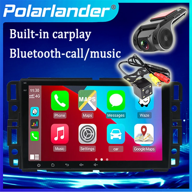 WiFi GPS Navigation Android 10 2 Din Bluetooth RDS 8 Inch Car Radio 1+16G Built-in Carplay Touch Screen For Chevrolet GMC Buick