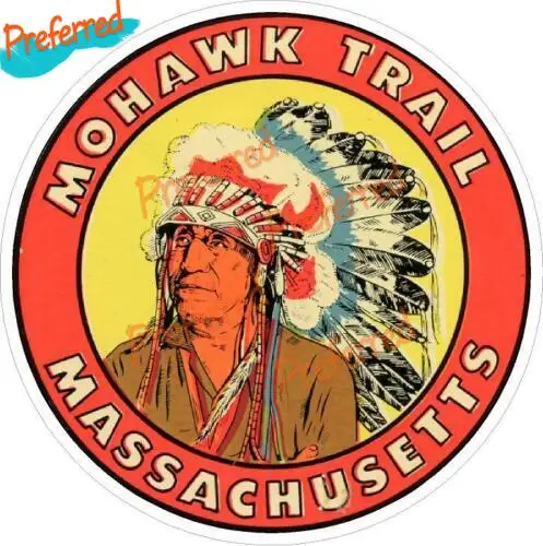 

Massachusetts Mohawk Trail Luggage Label Travel Decal Sticker Repro Car Sticker Decal Decoration Waterproof PVC Boutique Decals