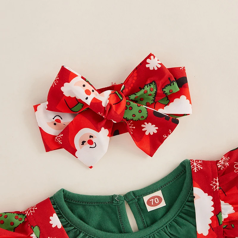 Рождественский наряд для маленьких девочек комбинезон с длинными рукавами и