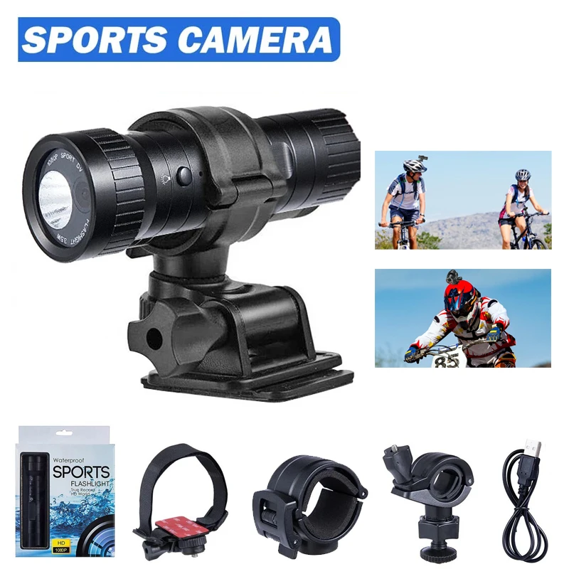 1080P HD Action Camera Outdoor Bicycle Motorcycle Camera Sports DV With Flashlight Compass Video DVR Dash Cam For Car Bike