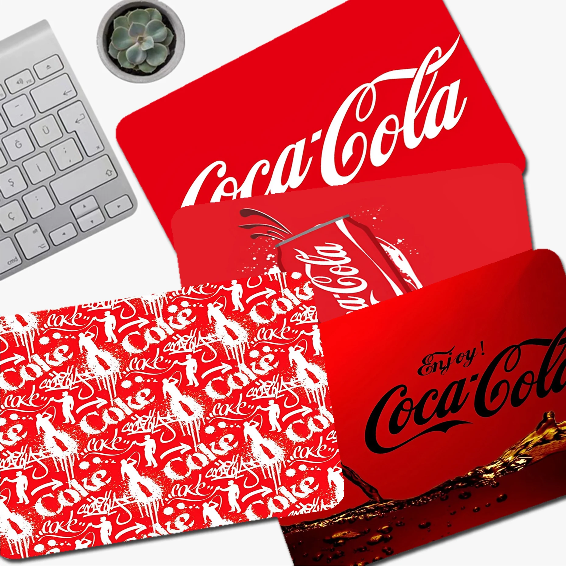 Коврик для мыши C-Coca-cola, нескользящий игровой коврик для мыши с рисунком аниме, гладкие коврики для клавиатуры и мыши для любителей компьютерных игр