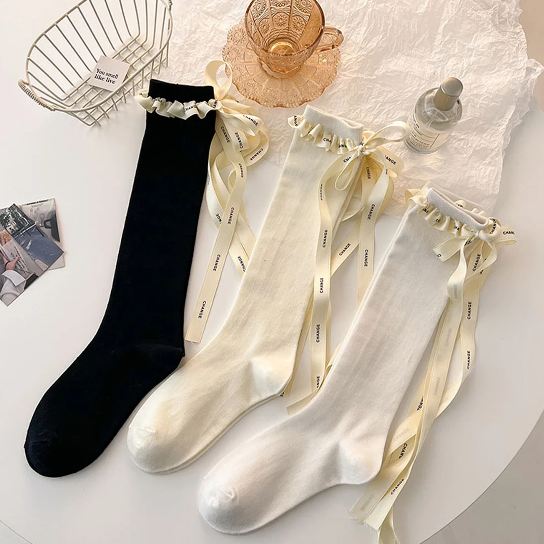 

Sexy Fashion Cross Straps Tube Knee High Socks Women Middle Tube Lolita Socks Women Girls Stocking School Student Socks