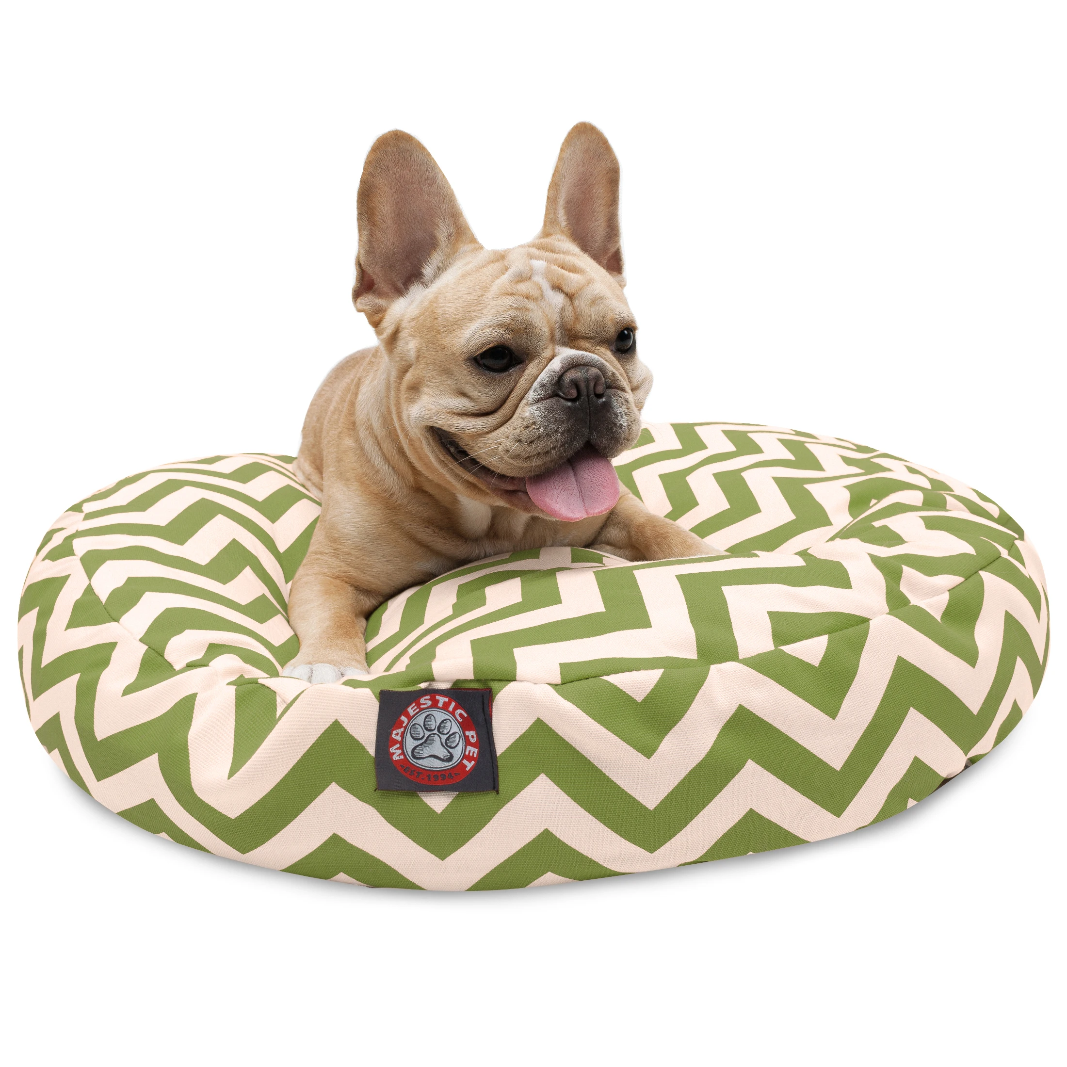 

HMTX | Chevron Round Pet Bed For Dogs, Removable Cover, Sage, Small