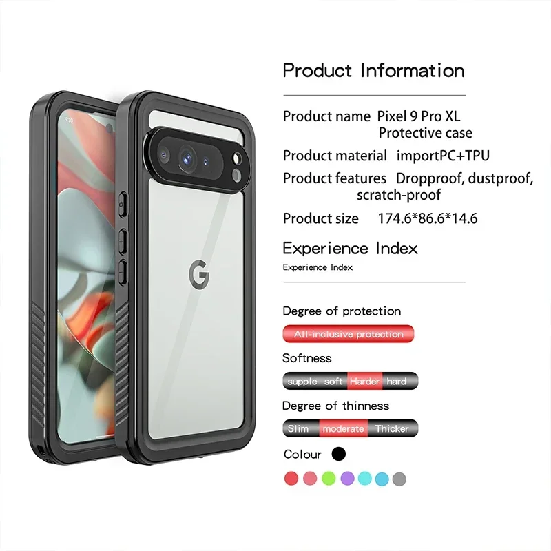 Водонепроницаемый чехол-подставка IP68 для Google Pixel 9 Pro XL PXIEL PRO пылезащитный чехол