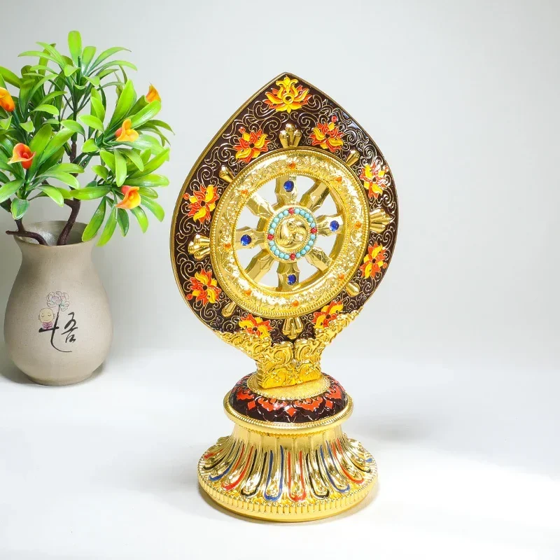 Tibetan Buddhist Dharma Wheel Auspicious Esoteric Offering Tools Alloy Feng Shui Home Ornaments Spiritual Ornament