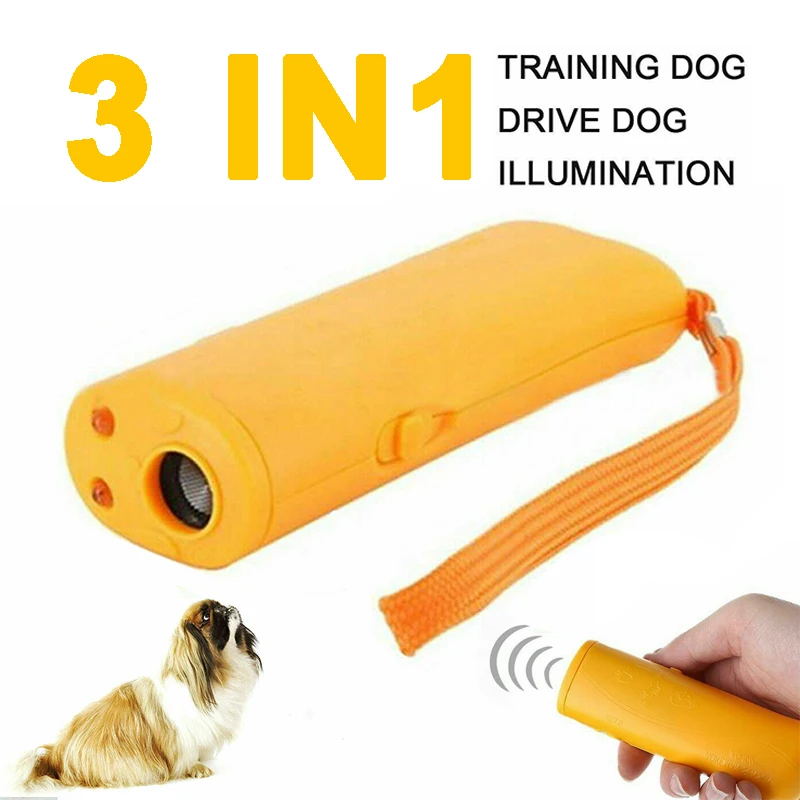 

3-in-1 Ultrasonic Anti Barking Pet Dog Repeller Training Device With Flashlight