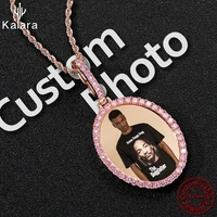 your name private customized photos mothers day gift memory oval photo frame fashion jewelry zircon inlaid necklace personalized