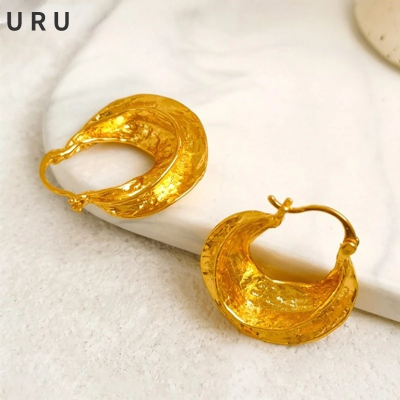 

Trendy Jewelry Irregular Drop Earrings Hot Sale High Quality Metal Brass Thick Plated Golden Earrings Women Valentine`s Gifts