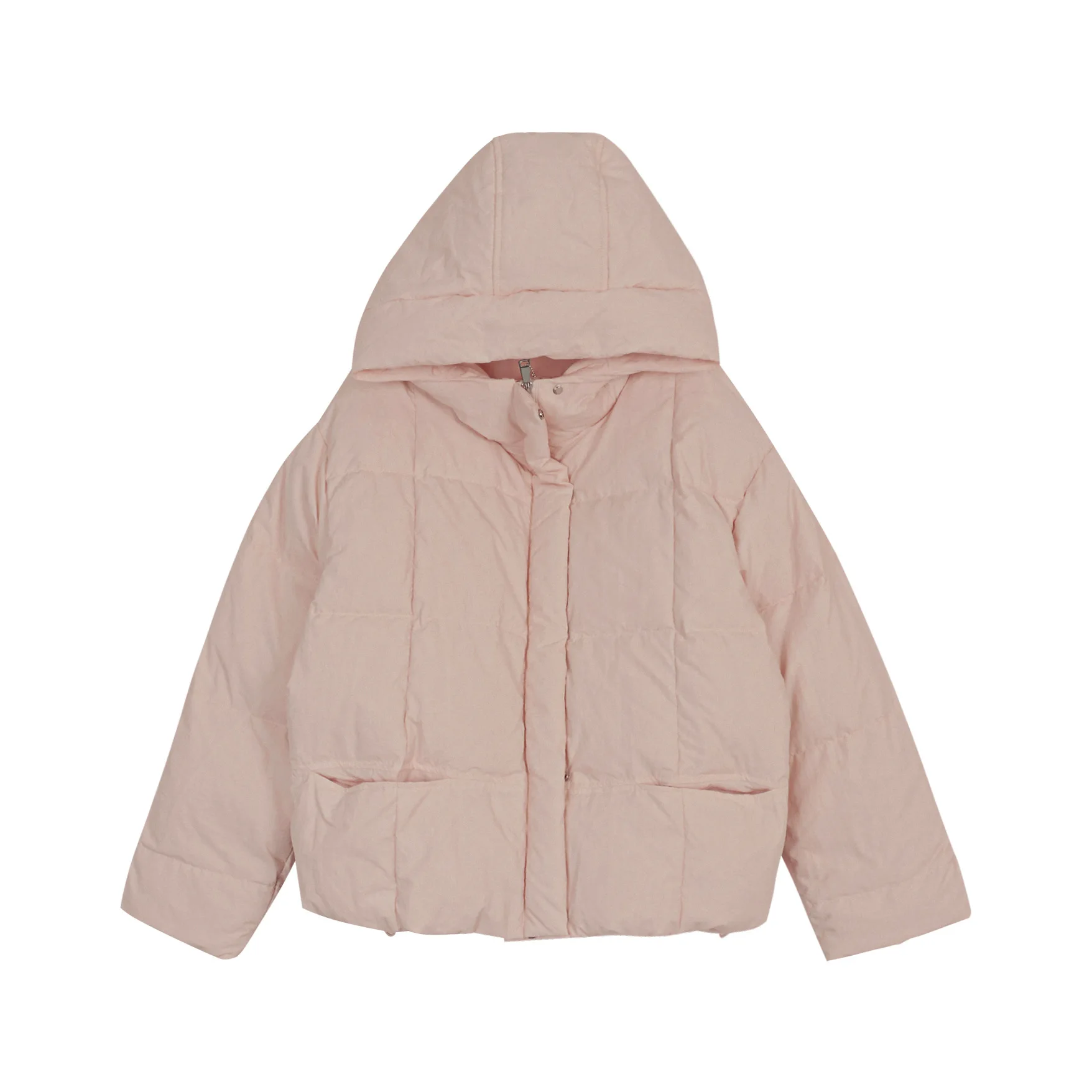 Hooded Down Jacket Women's Winter New Solid Colour Cotton Clothing Students Thicken Warm Bread Clothes Jacket Casual Tops