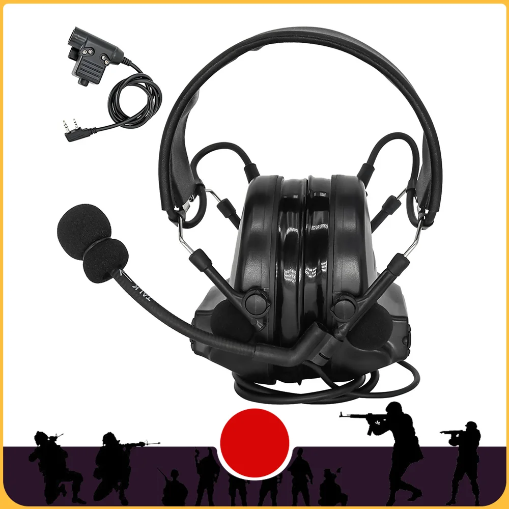 Hearangel Tactical Headset COMTAC II,Sound Pickup Noise Reduction & Kenwood 2 Pin U94 PTT for Airsoft Activitie Shooting Headset