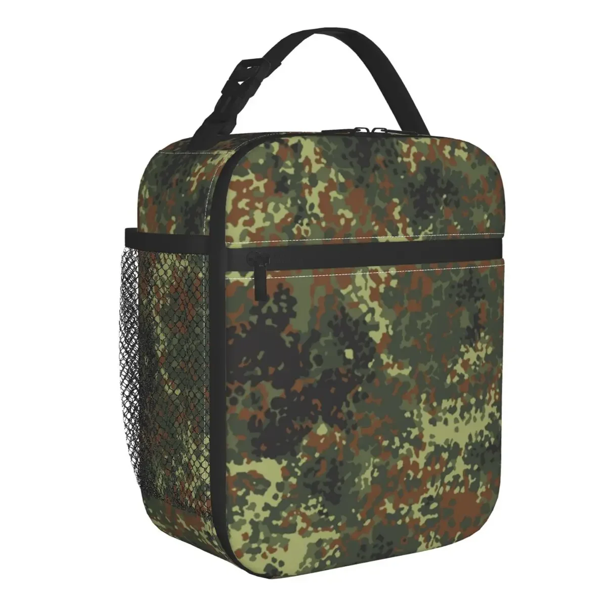 

Flecktarn Camo Resuable Lunch Box Leakproof Military Army Camouflage Thermal Cooler Food Insulated Lunch Bag School Student