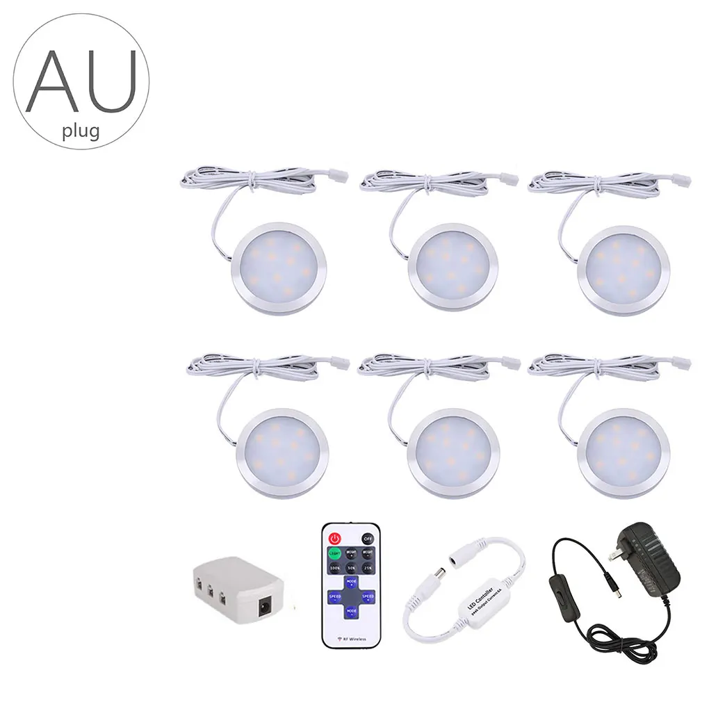 

6-in-1 Dimmable LED Lamp Under Cabinet Lighting Showcase Kitchen Lights Dimmer Adapter 300LM US Plug
