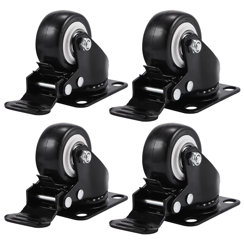 

4 Pack 2In Heavy Duty Caster Wheels Polyurethane PU Swivel Casters With 360 Degree Top Plate 220Lb Total Capacity For Set Of 4 (