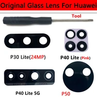2pcs original rear back glass lens with glue sticker for huawei p30 p20 pro p40 lite e glass lens replacement parts promotion