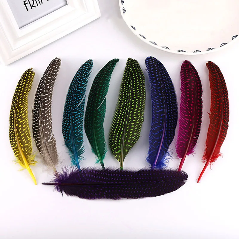 

50Pcs/Lot 12-18CM Beautiful Natural Pearl Chicken Spotted Feathers for Decoration DIY Crafts Pheasant Feathers Plumes Handicraft