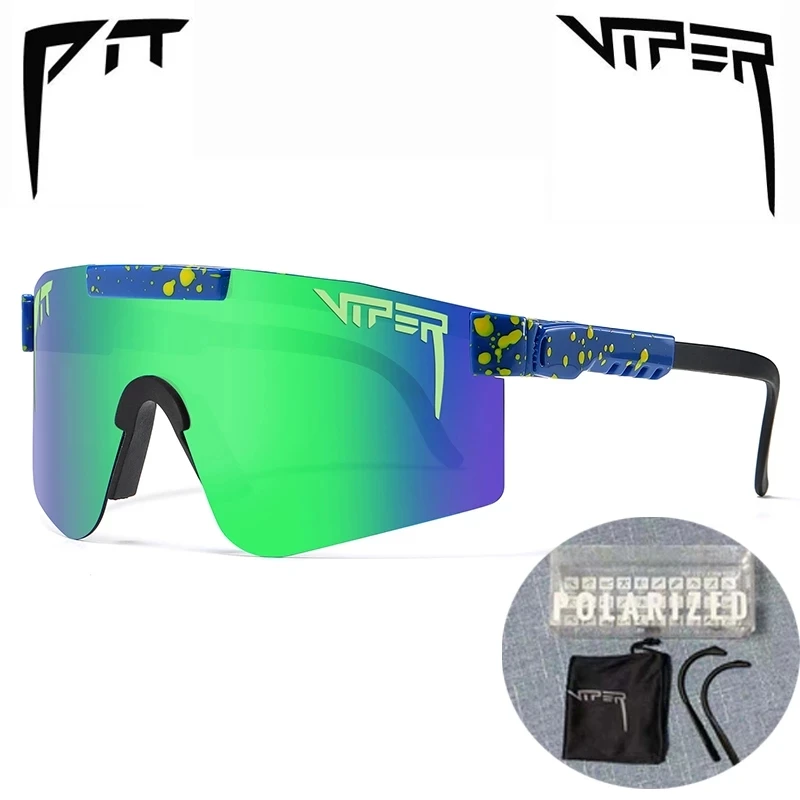 

luxury BRAND Mirrored Green red blue lens pit viper Sunglasses polarized men sport goggle tr90 frame uv400 protection