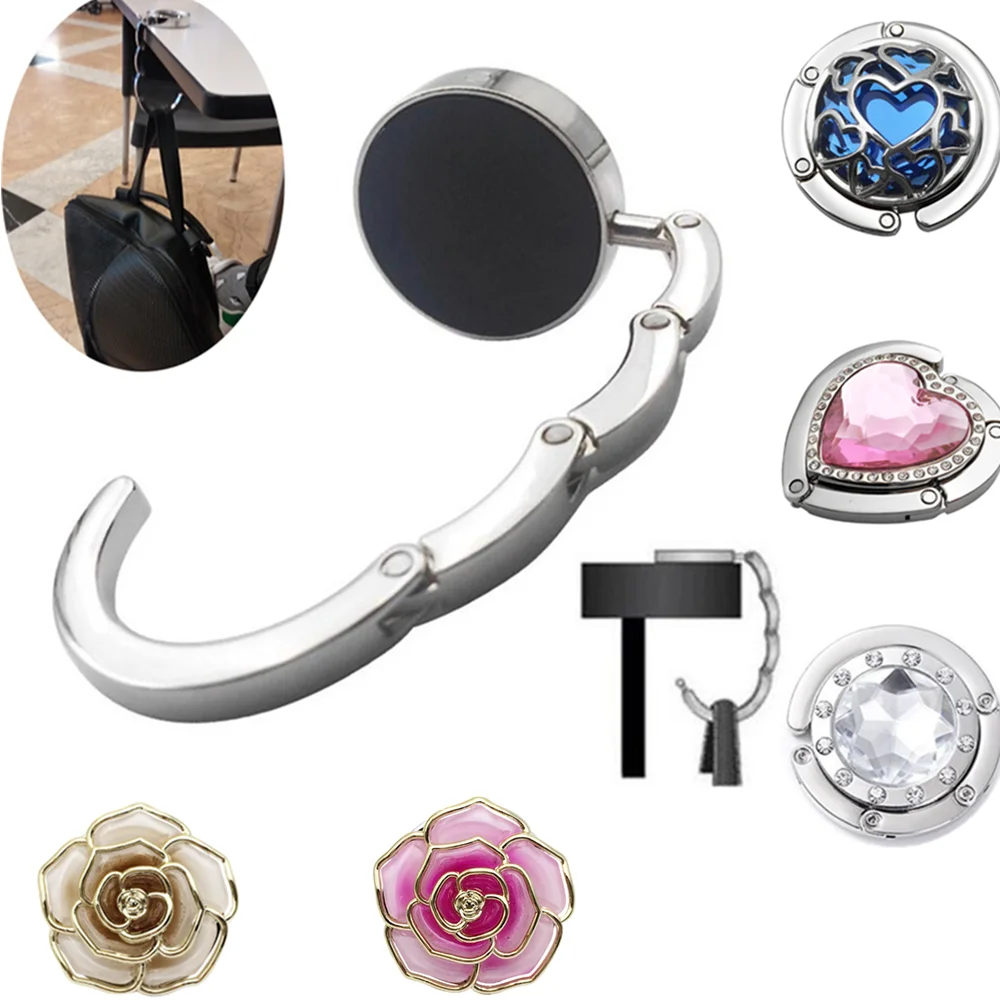 Fashion Bag Holder Handbag Hanger Pieghevole Gancio Titolare Portachiavi Portatile Gancio Da Tavolo Hardware Travel Outdoor Storage Hanger