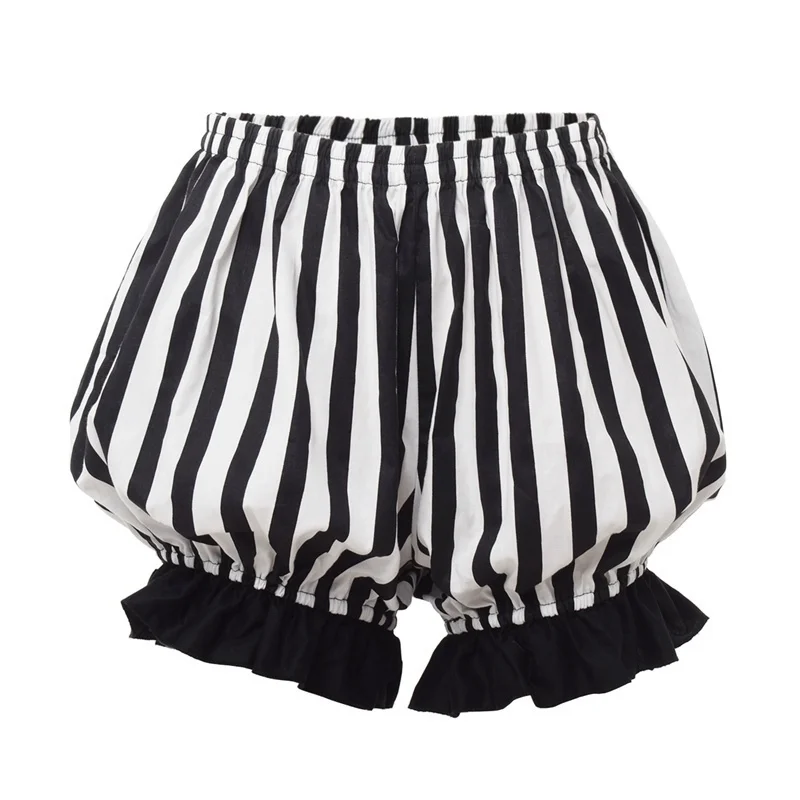 

2023Casual shorts, Lolita Bloomers Women Vintage Cosplay Bottoming Pumpkin Striped Short Shorts