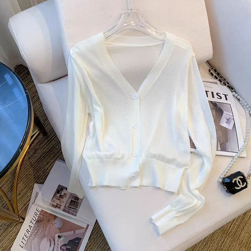 Женский вязаный кардиган с V-образным вырезом из вискозы