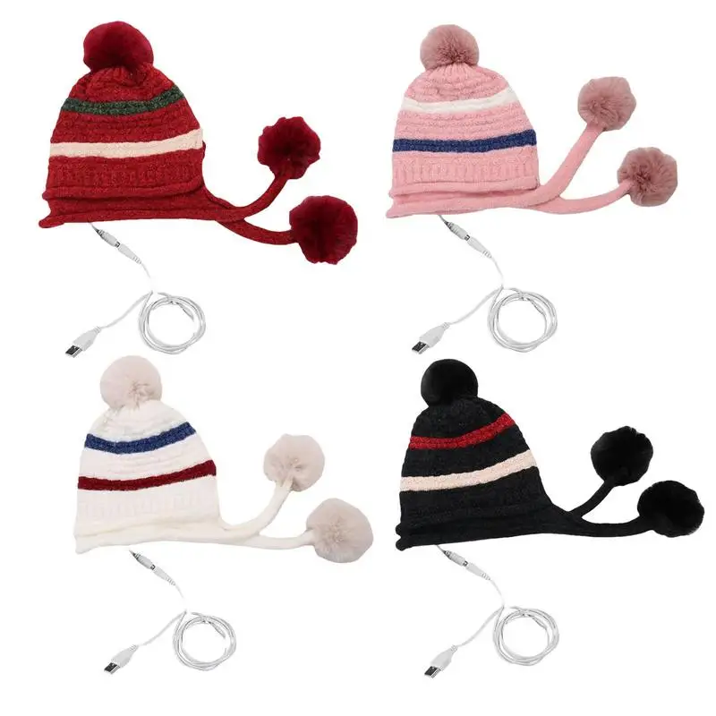 

Electric Heated Winter Hat 2-in-1 Heated Beanie Hat And Neck Warmer Thick Women Oversized Knit Warm Winter Hats For Women In