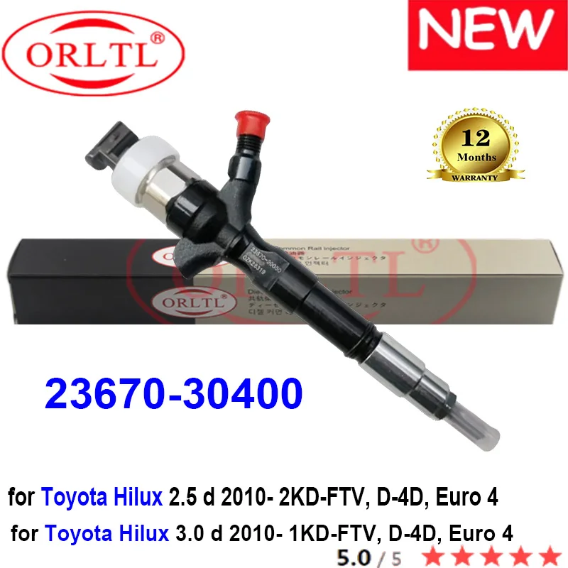 

ORLTL новый дизельный 23670-30400 подлинный топливный инжектор 23670 30400 2367030400 для Toyota Hilux 1KD 2KD 2,5 d 3.0D