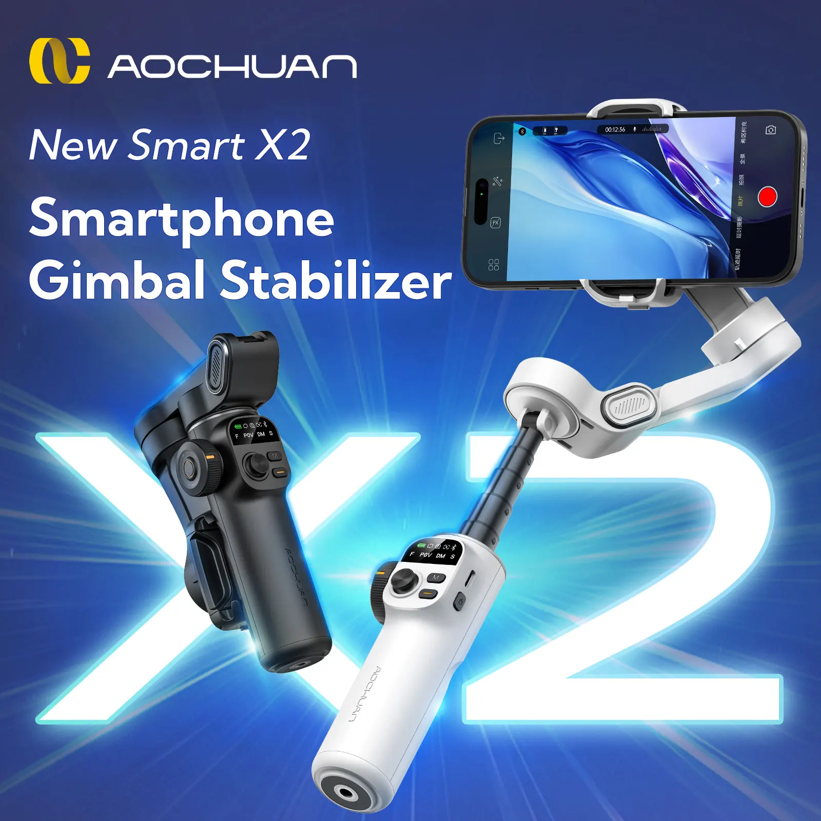 AOCHUAN Smart X2 3-осевой стабилизатор подвеса для iPhone и Android-смартфона Подвес со