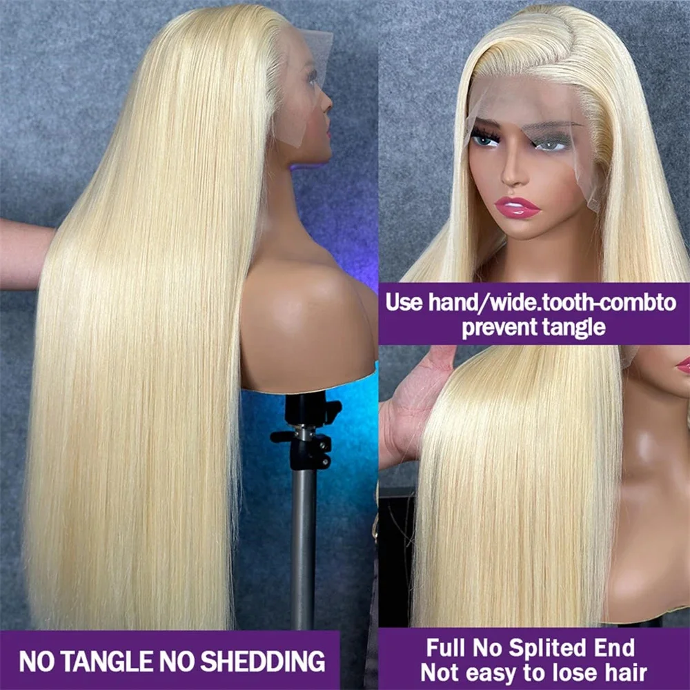 Парик фронтальный на сетке 16-24 дюйма 613 Бразильский парик блонд Прямой полный 13x4