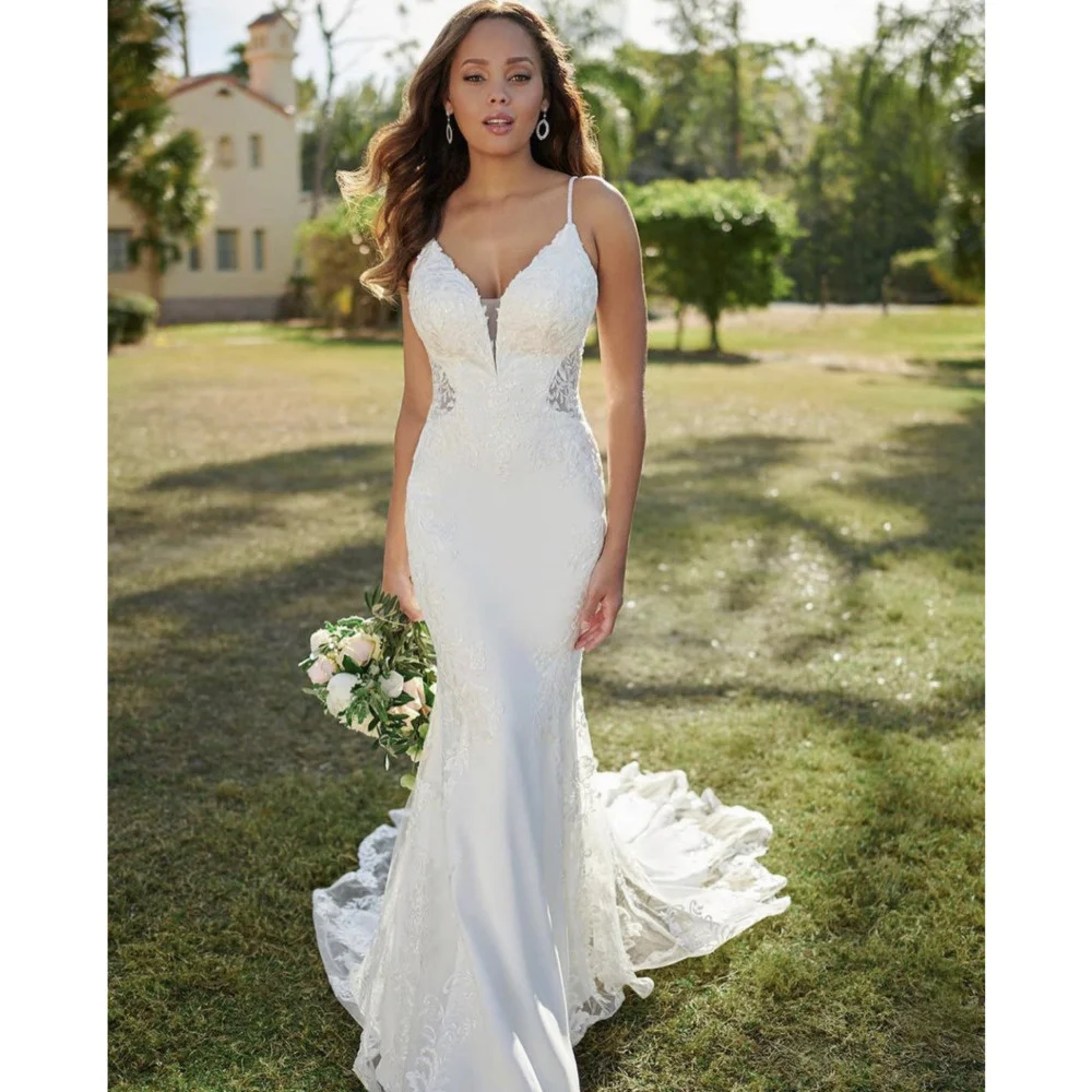 

Trailing Wedding Dress Evening Party Main Wedding Dress Women's Deep V-Neck Open Back Sexy Sling Sexy Prom Clothes 2023 Fashion