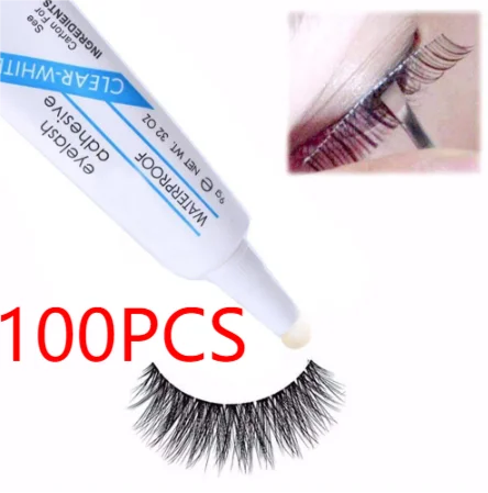 

FOR VIP 100PCS Mink Hair False Eyelashes And Glue Beauty 3d Eyelash Extension Kits Mink Natural Long Thick Makeup Mink Lash glue