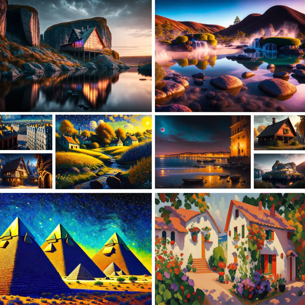 

Great Landscape Fantasy House Bedroom Decoration Diamond Art Tools And Accessories Stamped Cross Stitch Kit Gift For Mom