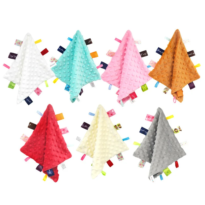 Security Blanket Baby Soothing Plush Sensory Blanket With Colorful Tags Infant Nursery Bed Blankets
