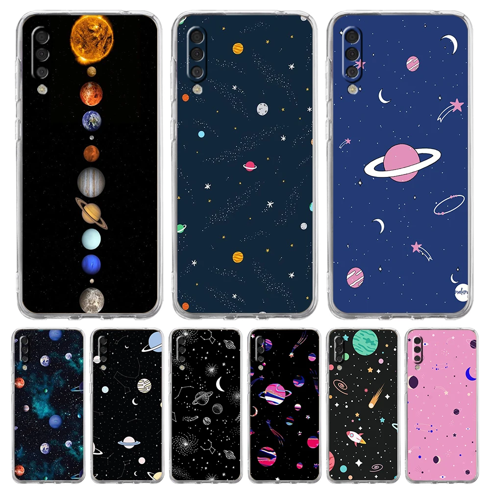 

Sky Space Planet Black White Sun Moon Stars Luxury Phone Case For Samsung Galaxy A12 A02 A03S A50 A70 A10 A20 A20S A30 A40 Shell