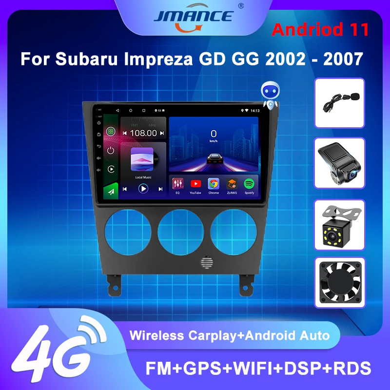 

JMANCE For Subaru Impreza GD GG 2002 - 2007 Car Radio Multimedia Video Player Navigation GPS Android Auto No 2din 2 din dvd