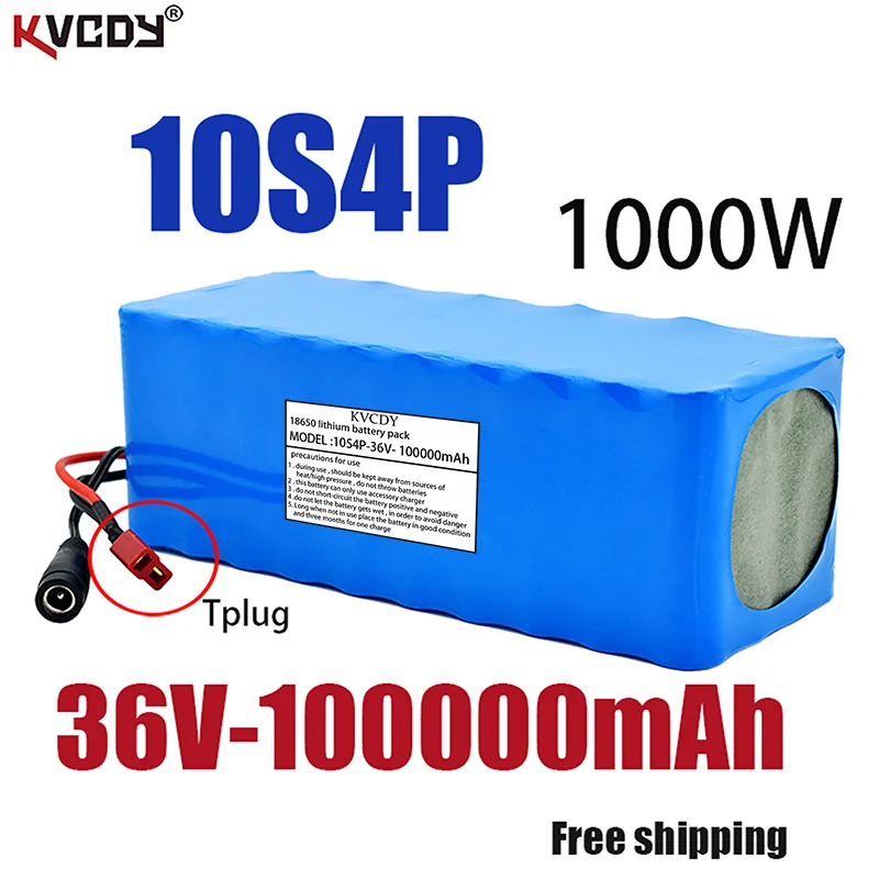 

100% original 10S4P 36V battery 100Ah battery pack 1000W battery 42V 100000mAh Ebike electric bicycle with BMS
