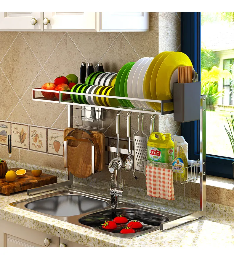 

Новая подставка для посуды из нержавеющей стали 304, слив для раковины, кухонные принадлежности, стеллаж для хранения, для сушки посуды, зеркальная дренажная полка для раковины
