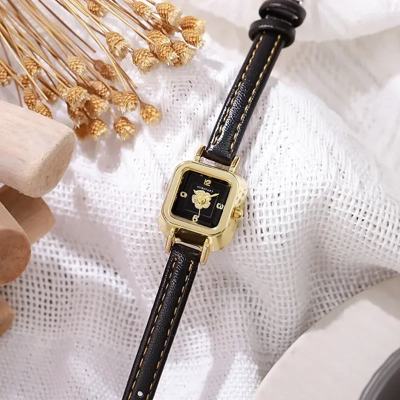 Часы женские кварцевые с тонким кожаным ремешком Простые Модные повседневные