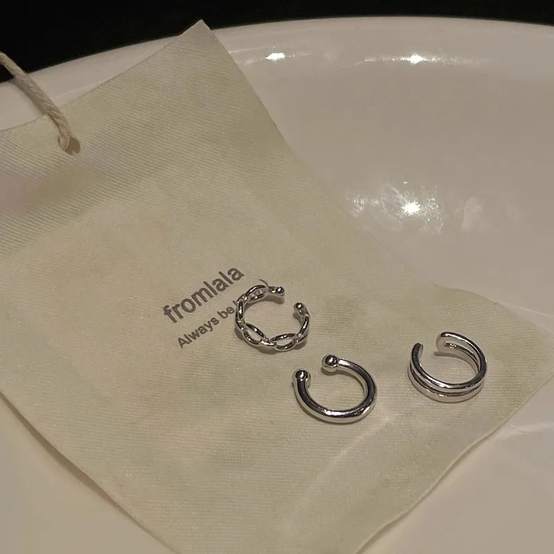 3 шт./лот серебряная цепочка манжеты для ушей не пирсинг поддельные серьги-клипсы