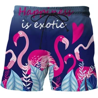 mens quick drying beach boxer shorts swimwear 2022 summer fashion 3d flamingo printing casual beach pants hip hop sweatpant